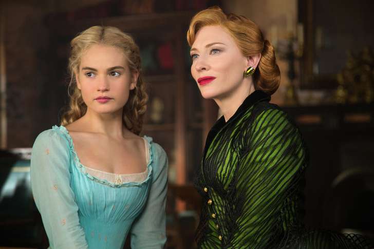 Lily James is Cinderella and Cate Blanchett is the stepmother in Disney’s live-action feature “Cinderella.” (Jonathan Olley/Disney/TNS)